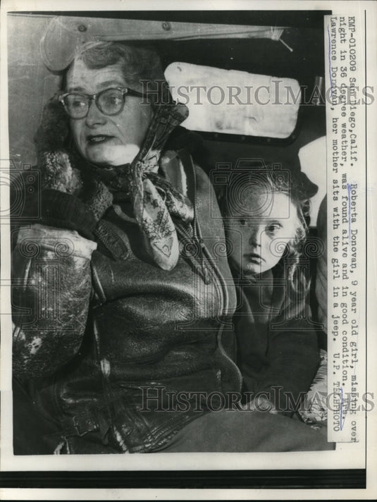 1958 Press Photo Roberta Donovan went missing over night was found