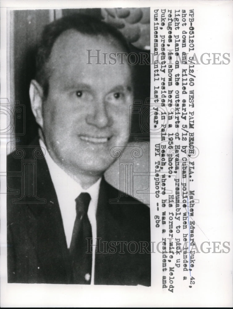 1960 Press Photo Mathew Edward Duke shot and killed by Cuban Police