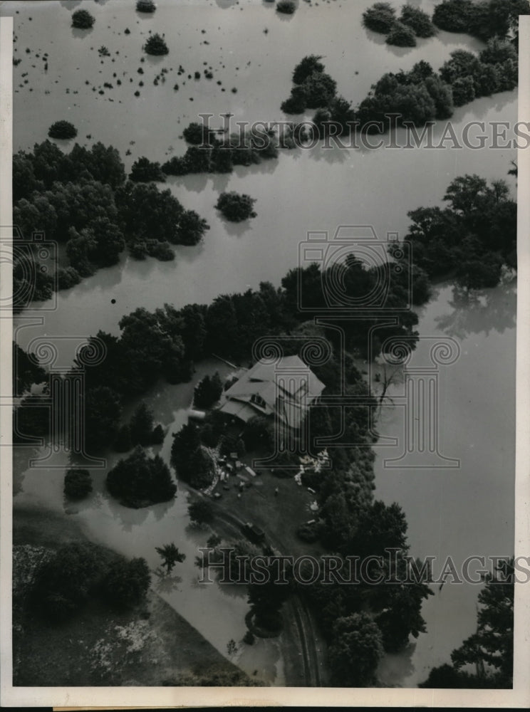 1938 Press Photo Aerial View Of Flood Damage In Northern Illinois