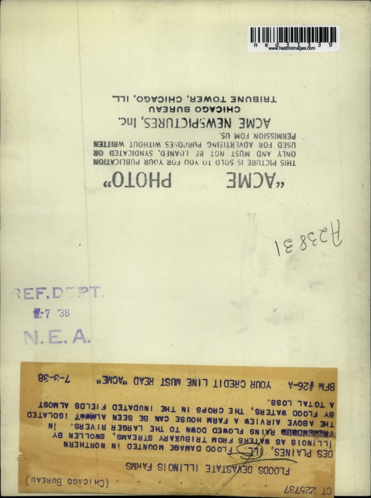 1938 Press Photo Aerial View Of Flood Damage In Northern Illinois