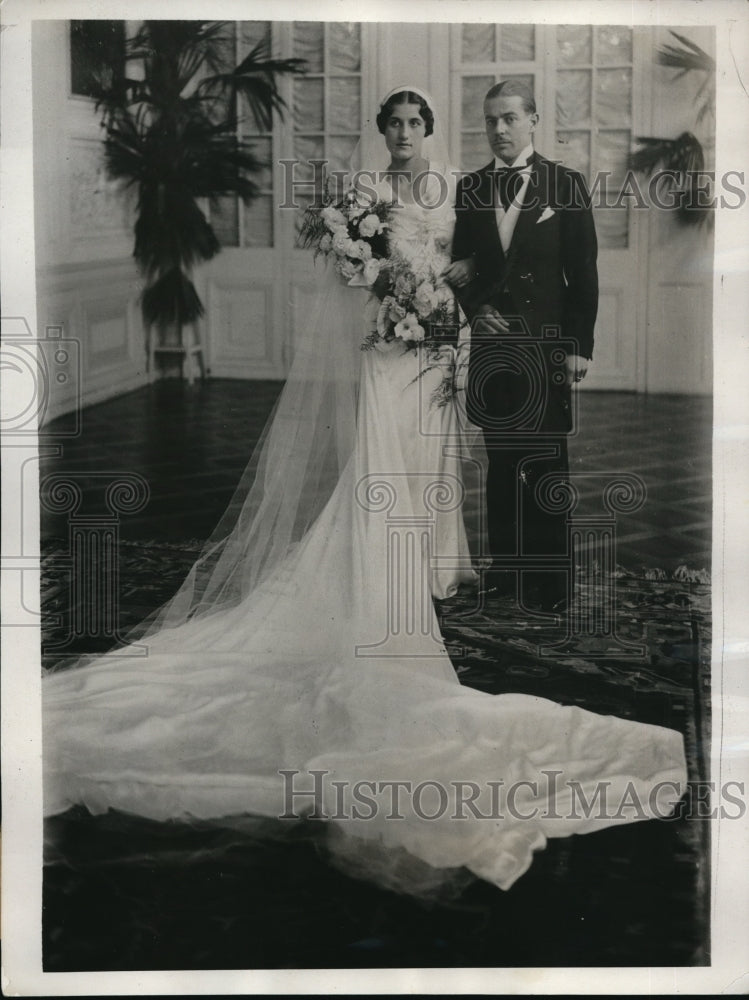 1933 Press Photo Lucia Olaya Londono and Senor Manuel Aya after wedding
