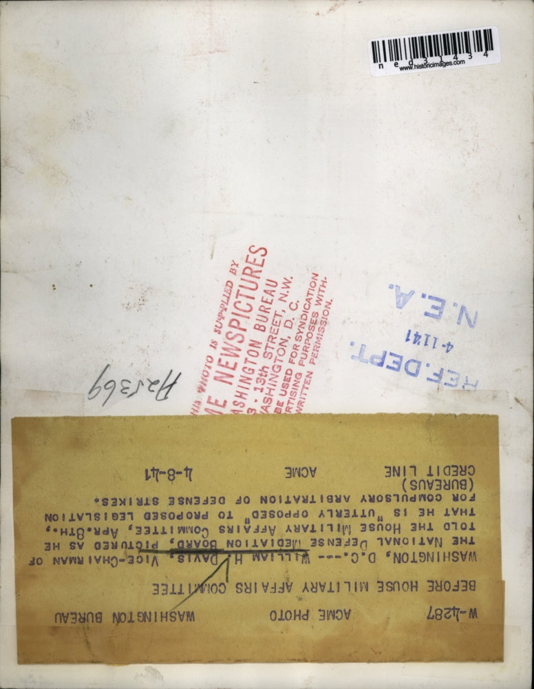 1941 Press Photo Washington DC William H Davis vice chairman of the National