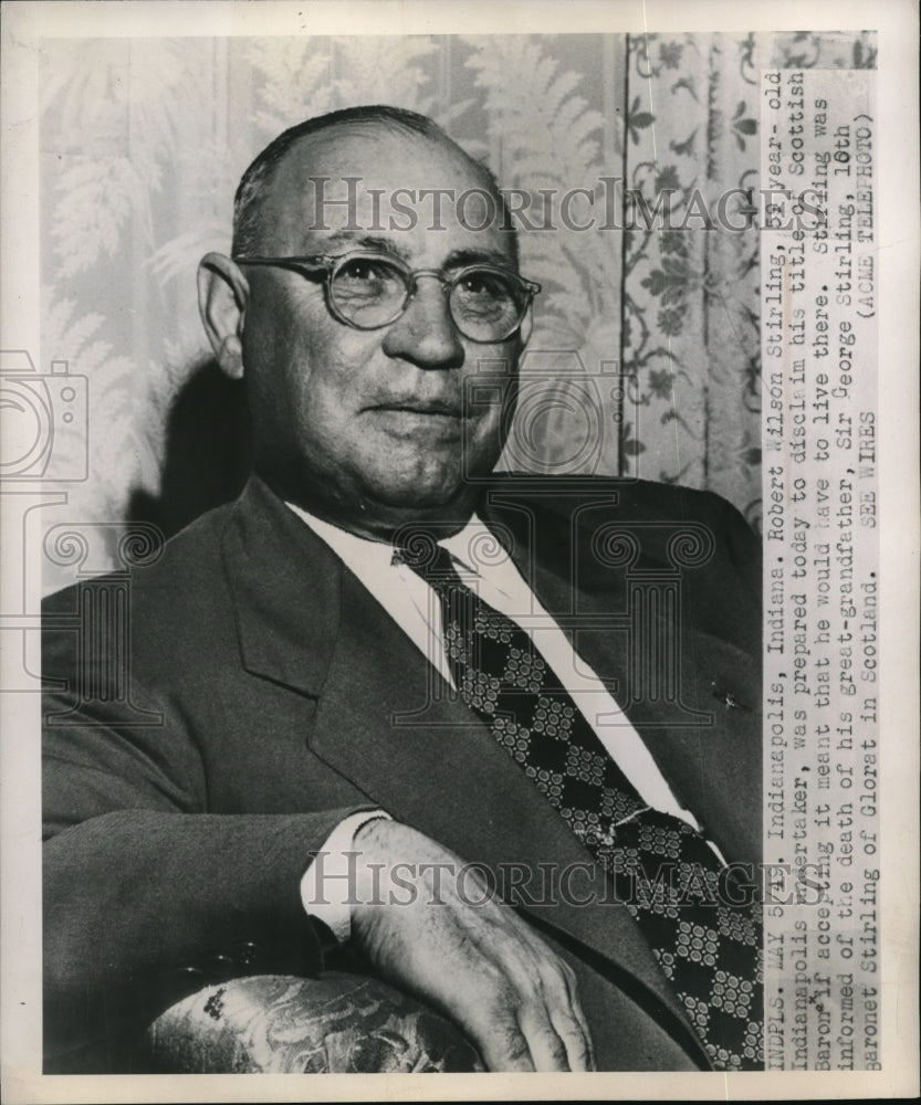 1949 Press Photo Indianapolis Ind Robert Wilson Stirling was prepared to dis-