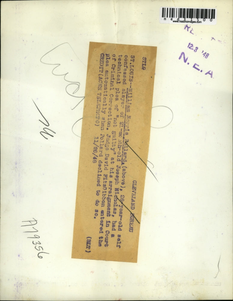 1946 Press Photo St Louis William Norris Ballard self confessed slayer of Joseph