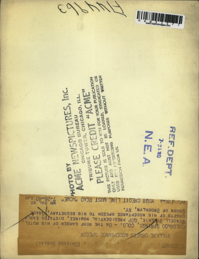 1940 Press Photo Colorado Springs Hotel Wendell Willkie Presidential Nominee