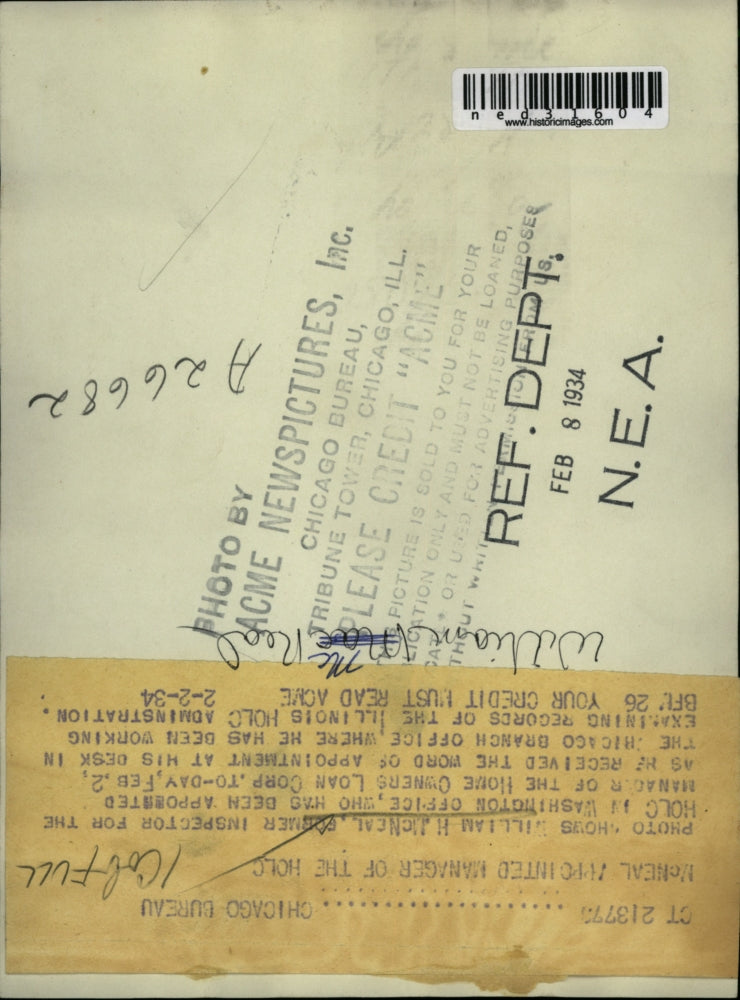 1934 Press Photo William H. McNeal appointed manager of Home Owners Loan Corp.