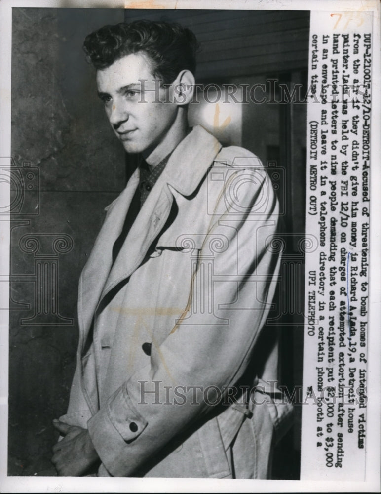 1960 Press Photo Richard A. Lada Charged With Attempted Extortion