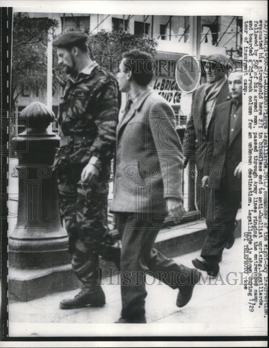 1960 Press Photo Pierre Lagaillarde Evacuates Stronghold Here