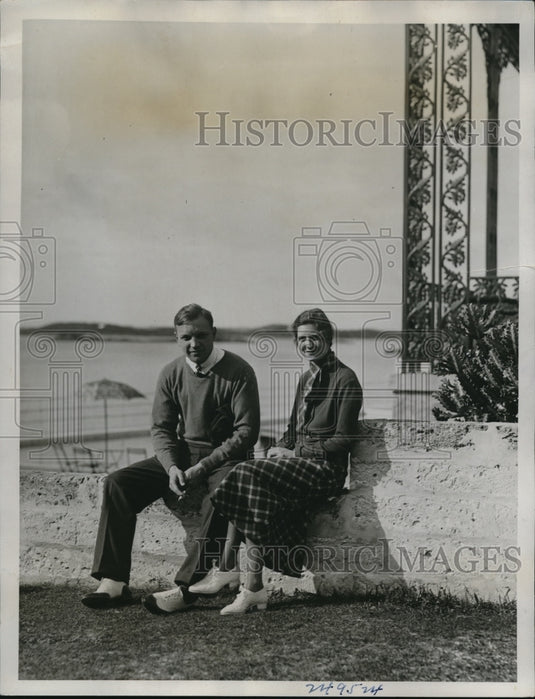 1934 Press Photo Mr. And Mrs. George Weibey HoneyMoon In Bermuda