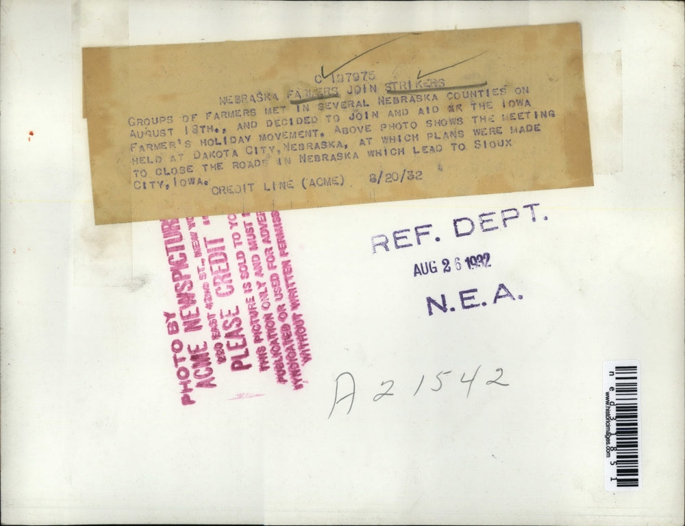 1932 Press Photo Joining the Iowa Farmer's holiday movement.