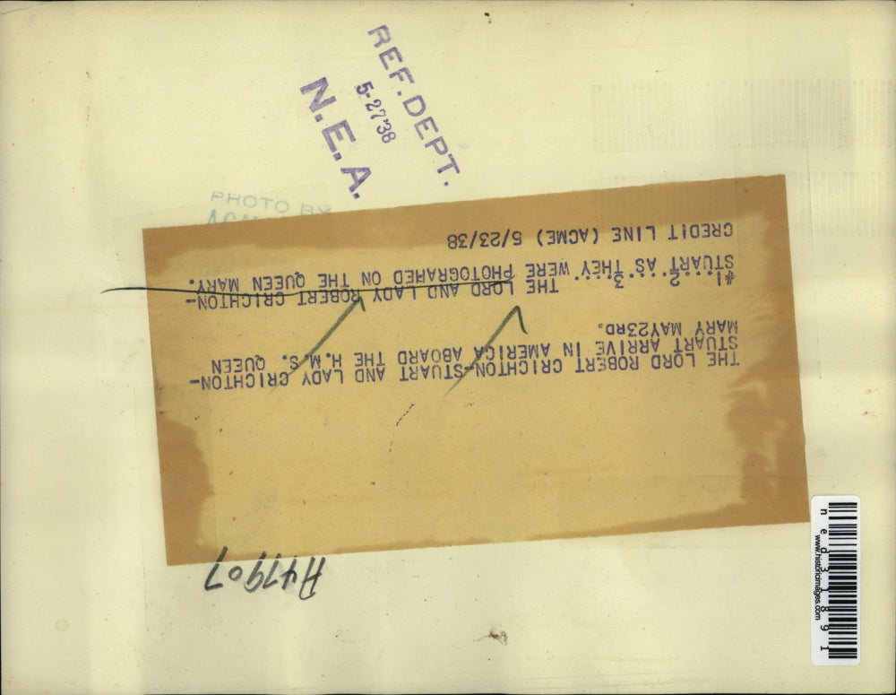 1938 Press Photo Lord and Lady Robert Chrichton-Stuart on Queen Mary