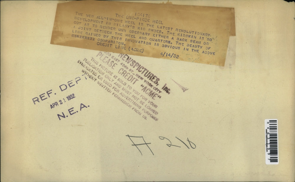 1932 Press Photo The new all in one heel is latest development in kid shoes