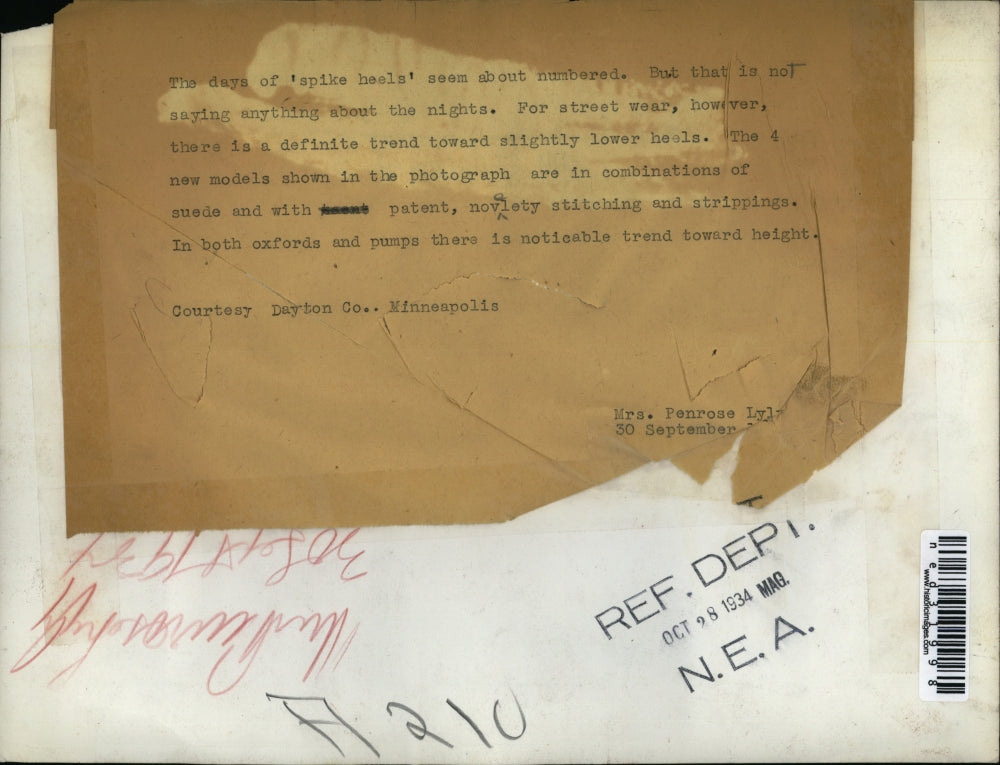 1934 Press Photo the days of spike heels seem about numbered for street wear