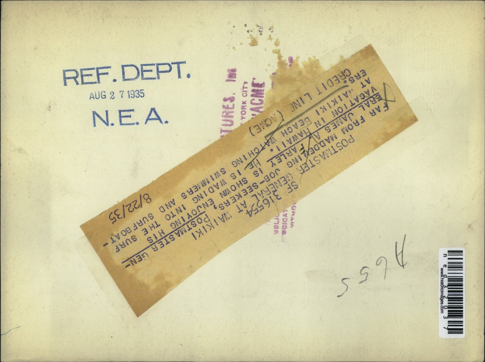 1935 Press Photo far from job seekers Post Master General James Farley is