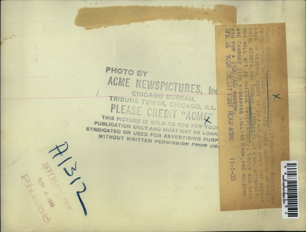 1933 Press Photo George P. Sullivan At Desk And Thomas L. McMeekin