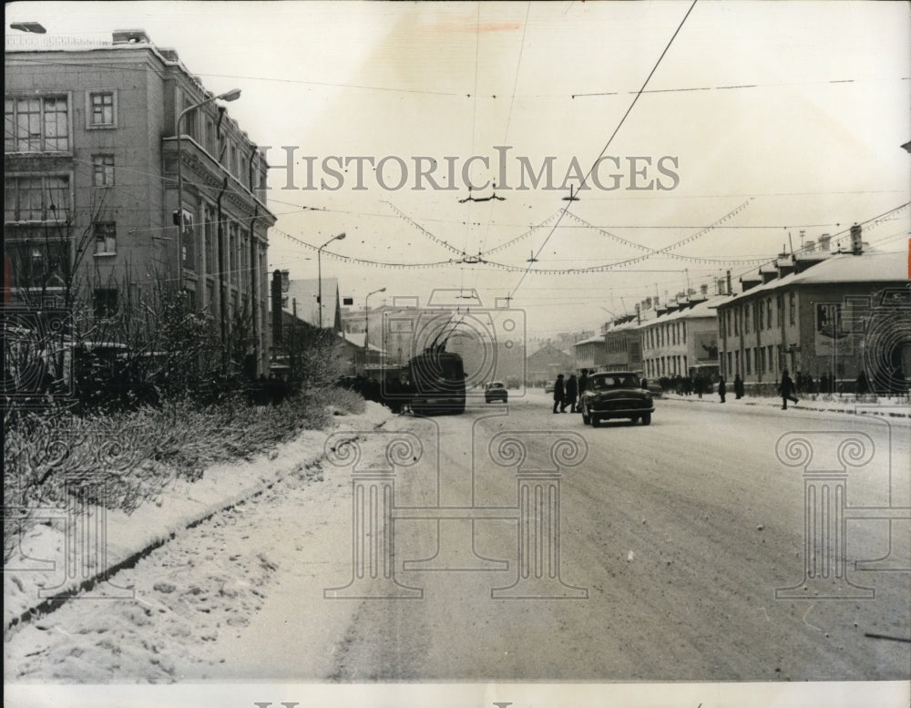 1966 Press Photo Central thoroughfares of Murmansk is Lenin Street.