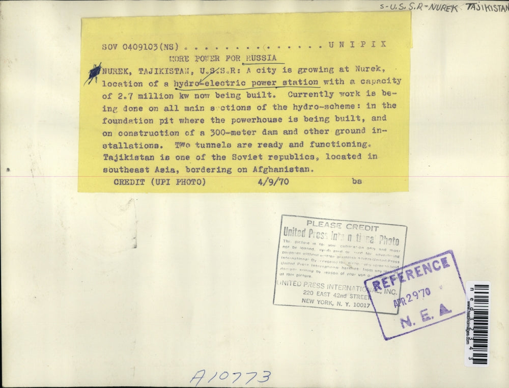 1970 Press Photo Murek Tajikistan a city is growing at Murek location of Hydro