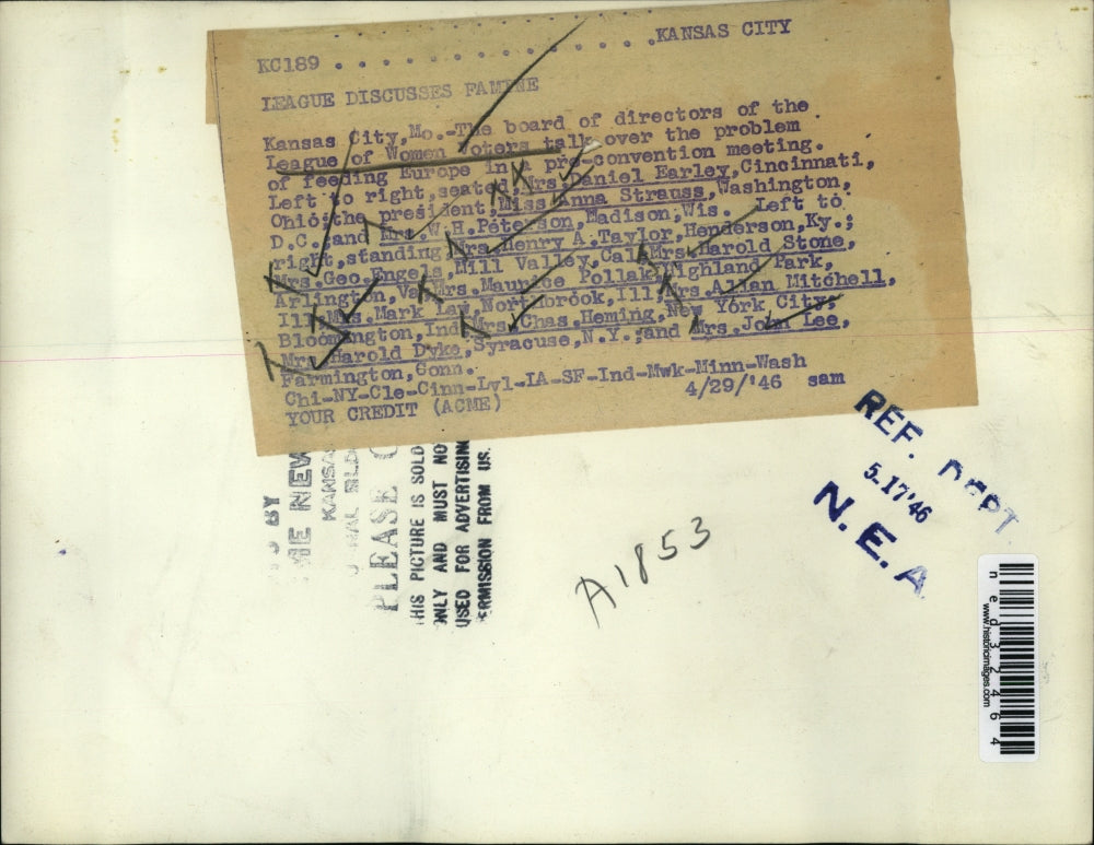 1945 Press Photo League of woman voters Mrs Danile Early, President Miss Anna