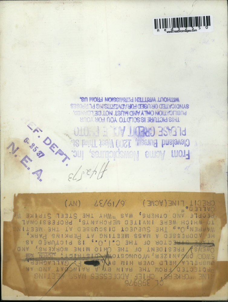 1937 Press Photo John Owens President of the Ohio Mine Workers and State