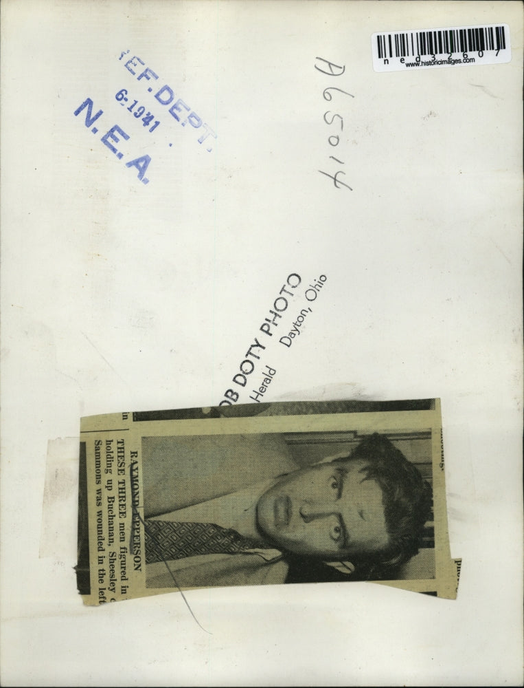 1941 Press Photo Raymond Epperson one of three involved in hold up