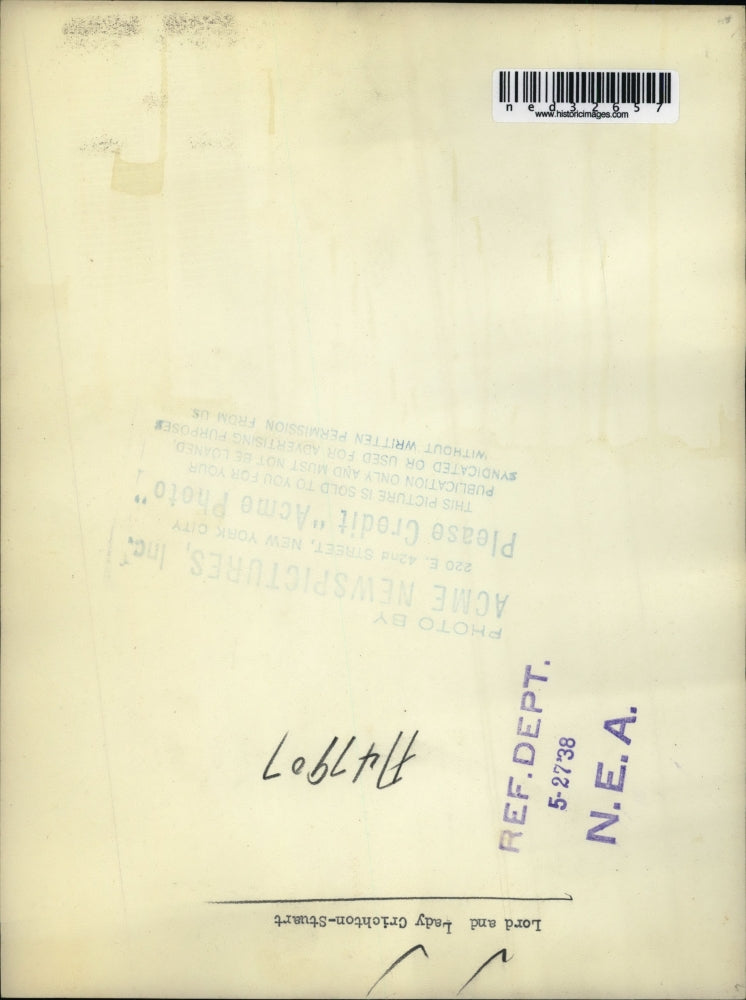 1938 Press Photo Lord and Lady chichton-Stuart