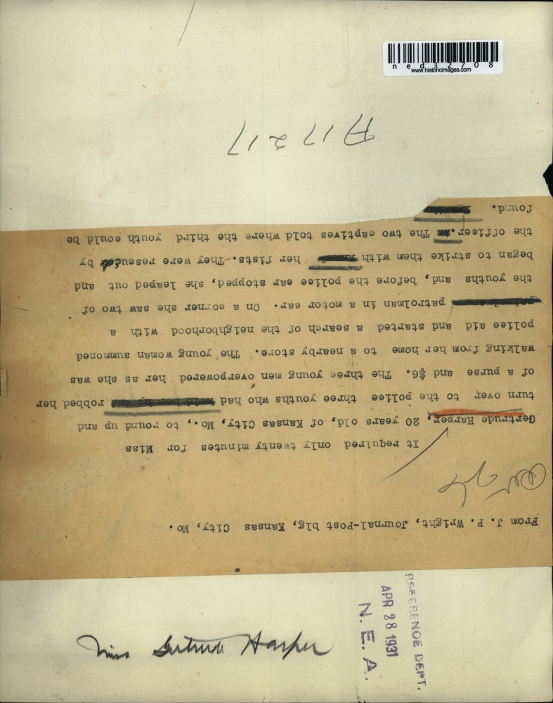 1931 Press Photo Gertrude Harper of Kansas City took only 20 minutes to round up