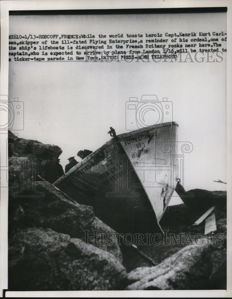 1952 Press Photo Roscoff France the world toast Capt. Henrik Kurt Carlsen - Historic Images