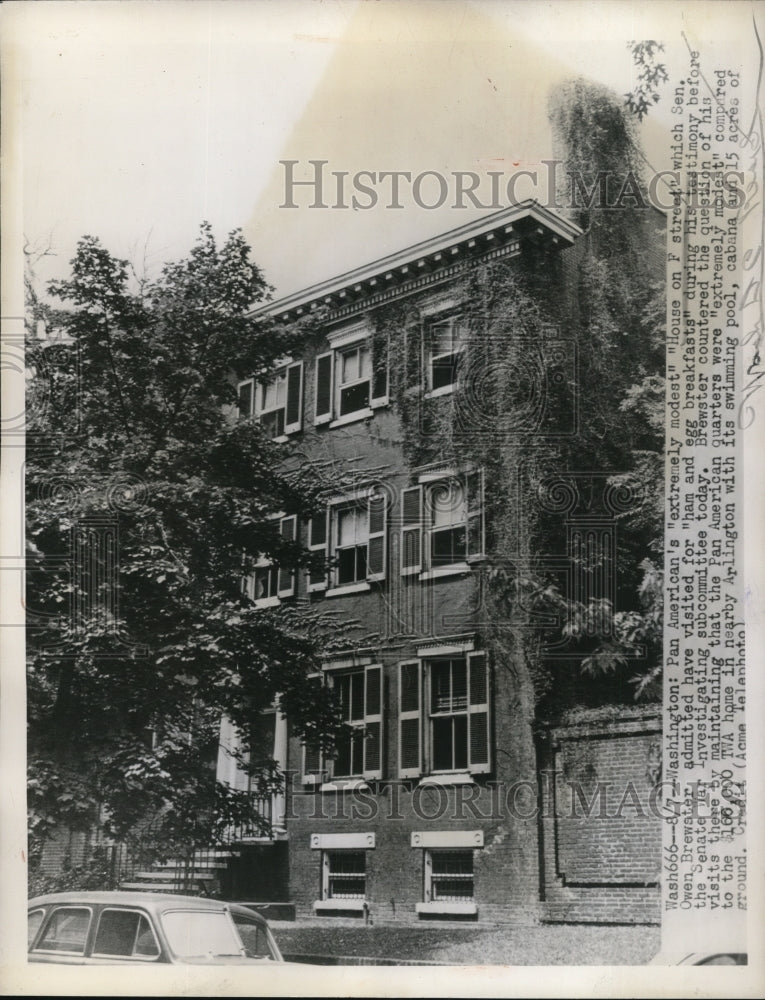 1947 Press Photo Pan American's "extreme modest" "house on F street"