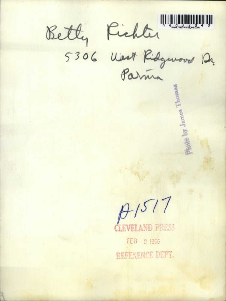 1956 Press Photo Betty richter