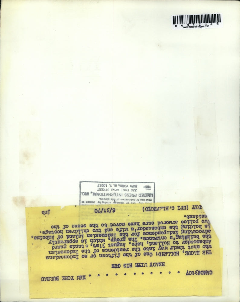 1970 Press Photo Indonesian Ambassador to Holland, stads guard