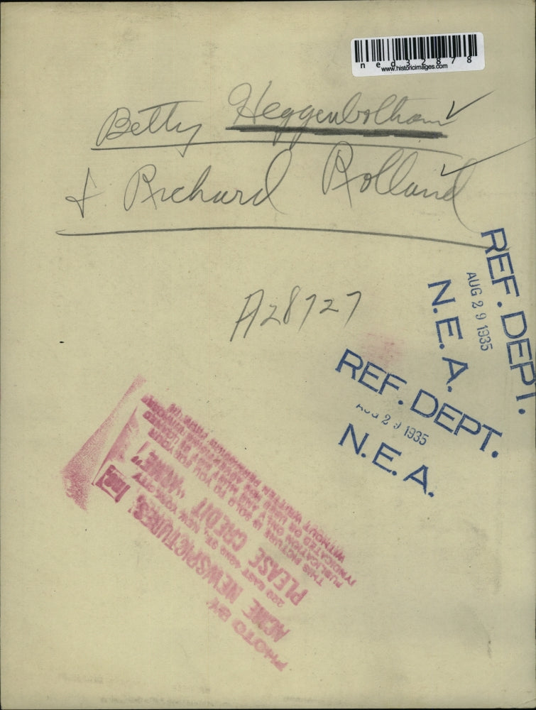 1935 Press Photo Betty Heggenbotham and Richard Roland