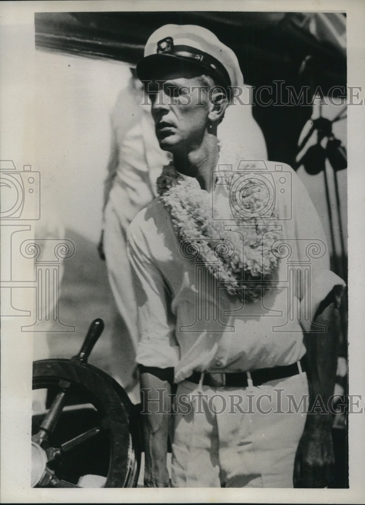 1934 Press Photo W. T. Horton's yacht Ketch Vileeni is shown as she steered into