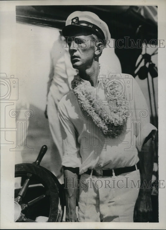 1934 Press Photo W. T. Horton's yacht Ketch Vileeni is shown as she steered into