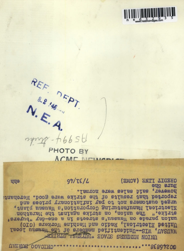 1946 Press Photo Wausau Wis unidentified members of local United Electrical