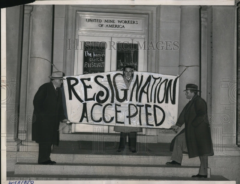 Load image into Gallery viewer, 1940 Press Photo Washington DC poster hung in front of John L Lewis United Mine
