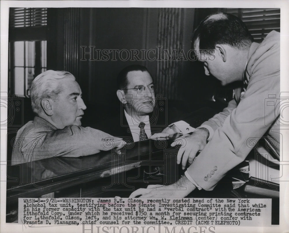 1951 Press Photo James B.E. Olson, ousted head of New York