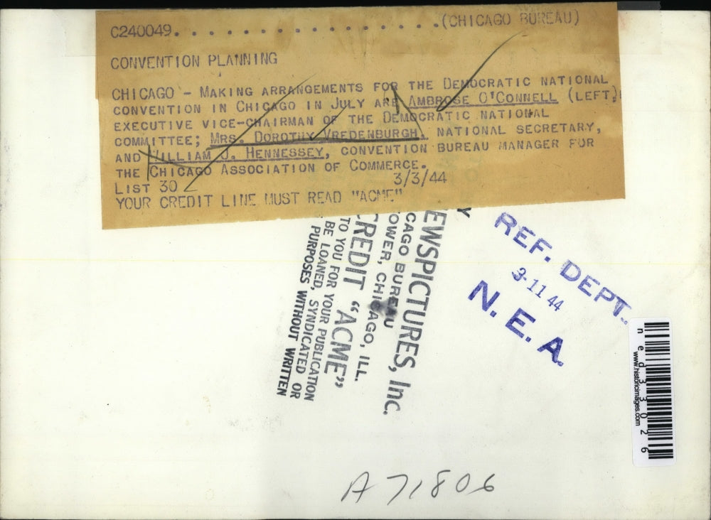 1944 Press Photo Ambrose O'Connell executive vice-chairman of the