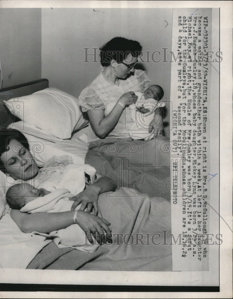 Load image into Gallery viewer, 1959 Press Photo Mrs R.D. McCullough became a mother and grandmother in
