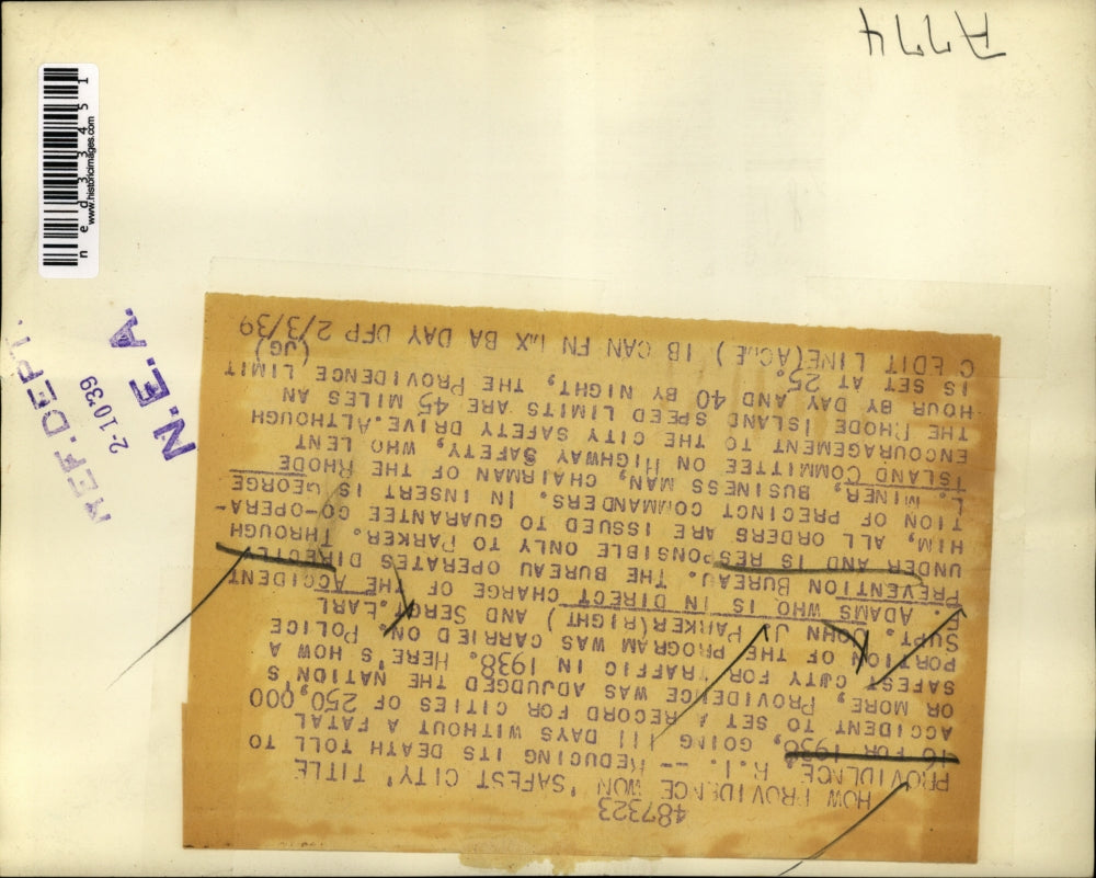 1939 Press Photo E.F. Adams & J.J. Parker of accident prevention Bureau