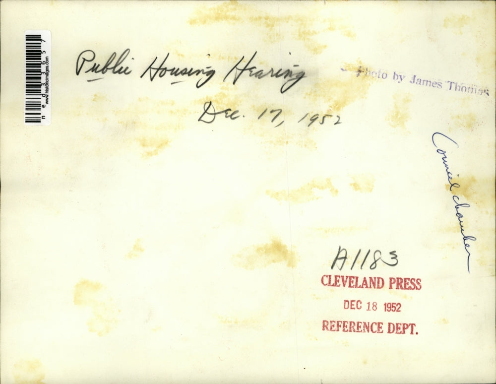 1952 Press Photo Public Houseinf Hearinf at Council Chamber