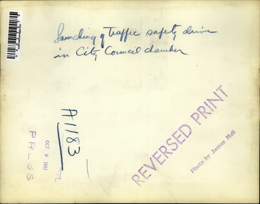 1937 Press Photo Lauching of Traffic Safety Drive in City Council Chamber