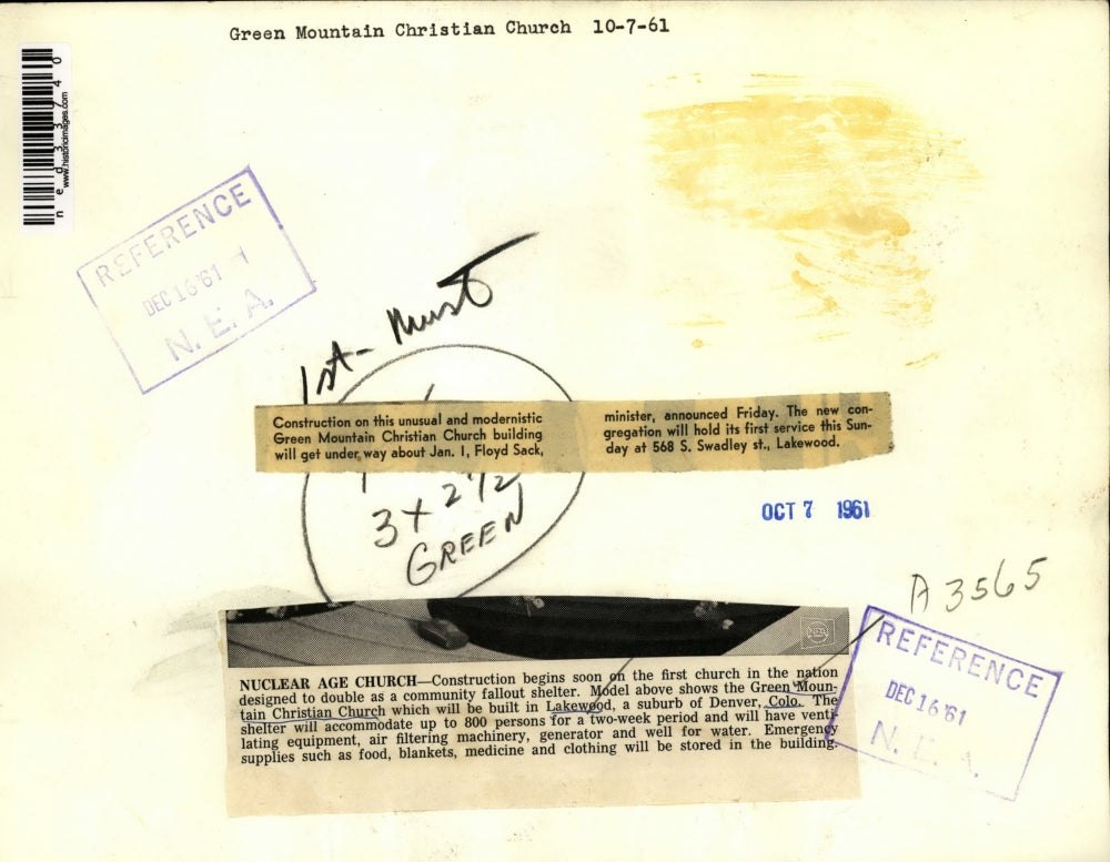 1961 Press Photo Construction on this unusual and Modernistic Green Mountain