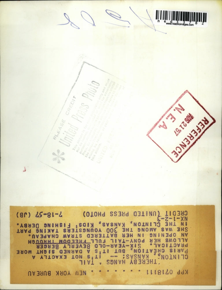 1957 Press Photo Beverly Berger at fishing derby in Clinton, Kansas