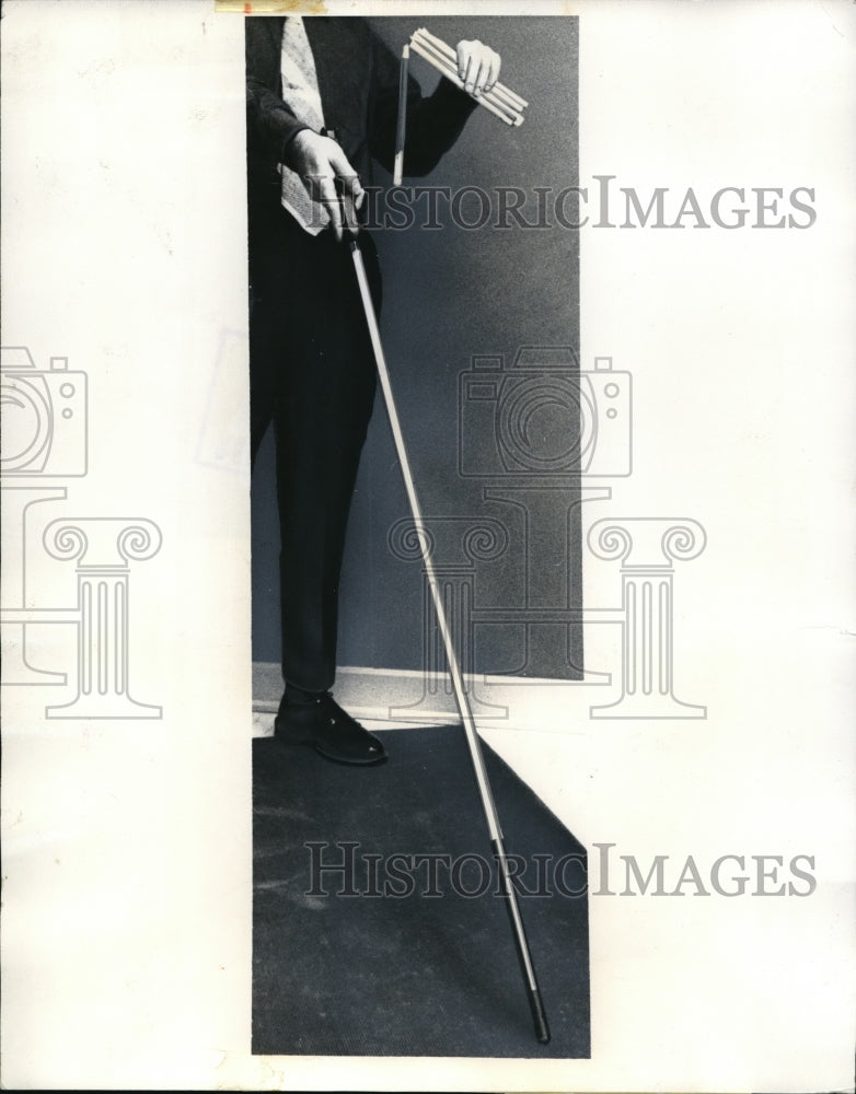 1971 Press Photo Newly developed "Cable Cane" for the blind