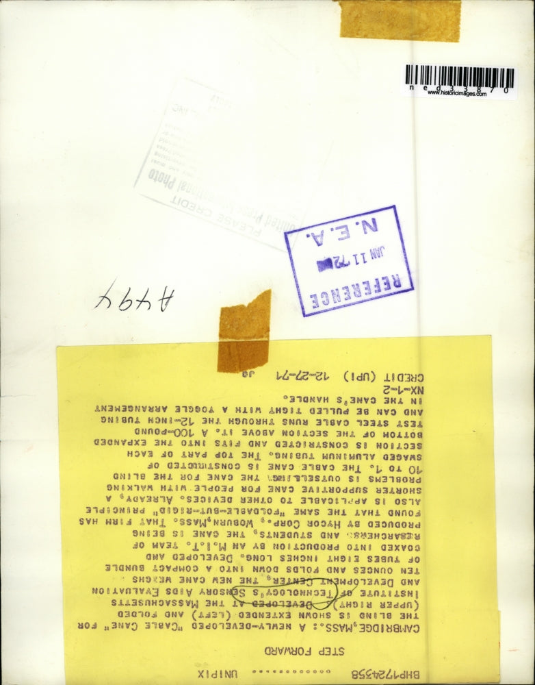 1971 Press Photo Newly developed "Cable Cane" for the blind