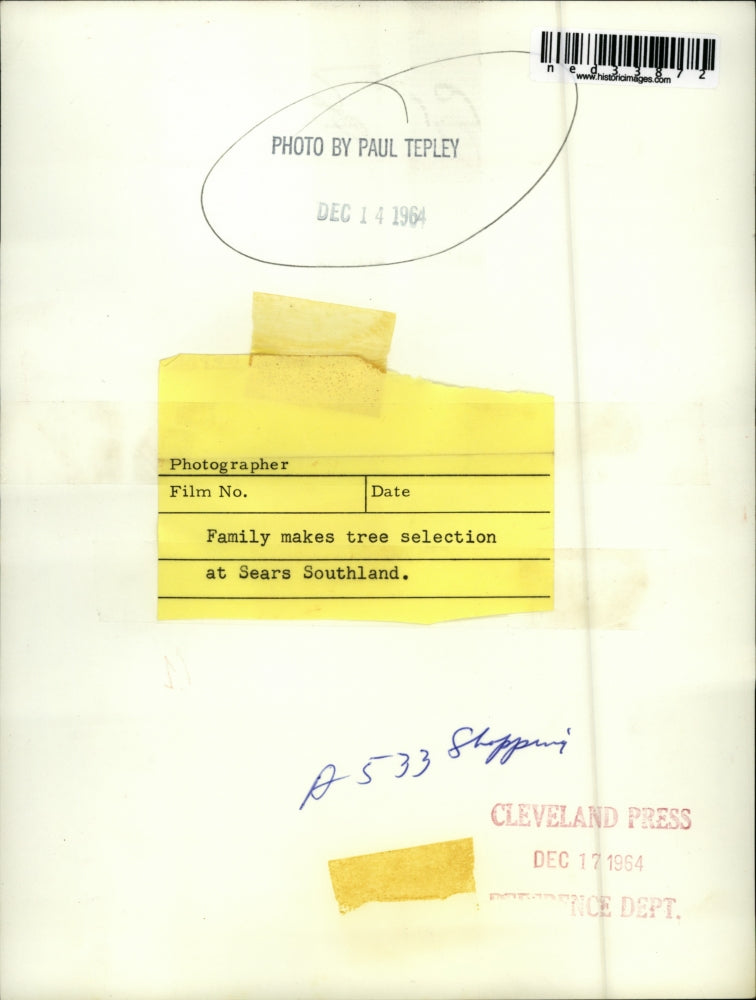 1964 Press Photo Family makes tree selection at Sears Southland