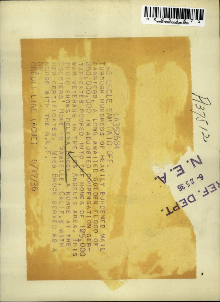 1936 Press Photo Helena Brock with her certificates