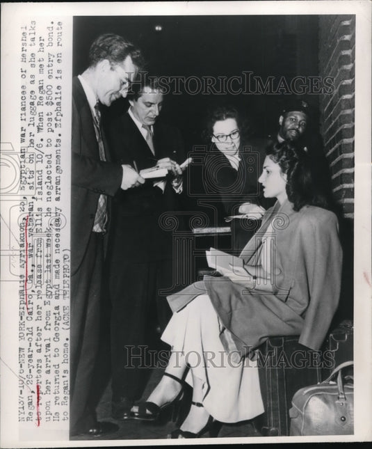 1948 Press Photo New York Erfphalie Kyriakaon Egyptian war fiancÃƒÆ’Ã†E™ÃƒEšÃ‚Â©e of Hershel