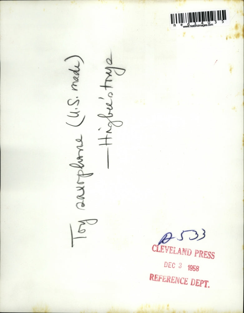 1958 Press Photo Toy Saxophone of Highbee's Toys U.S Made