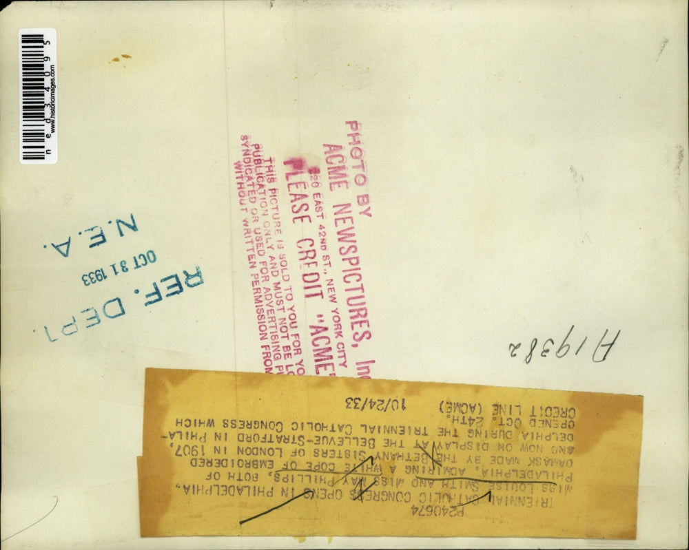 1933 Press Photo Catholic Congress Philadelphia Louise Smith May Philips London